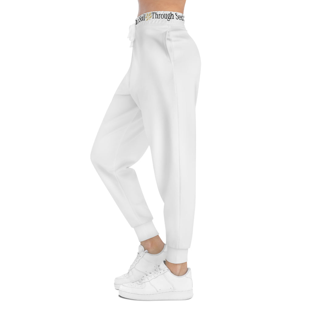 Through Seed and Soil Athletic Joggers — White Logo Waistband