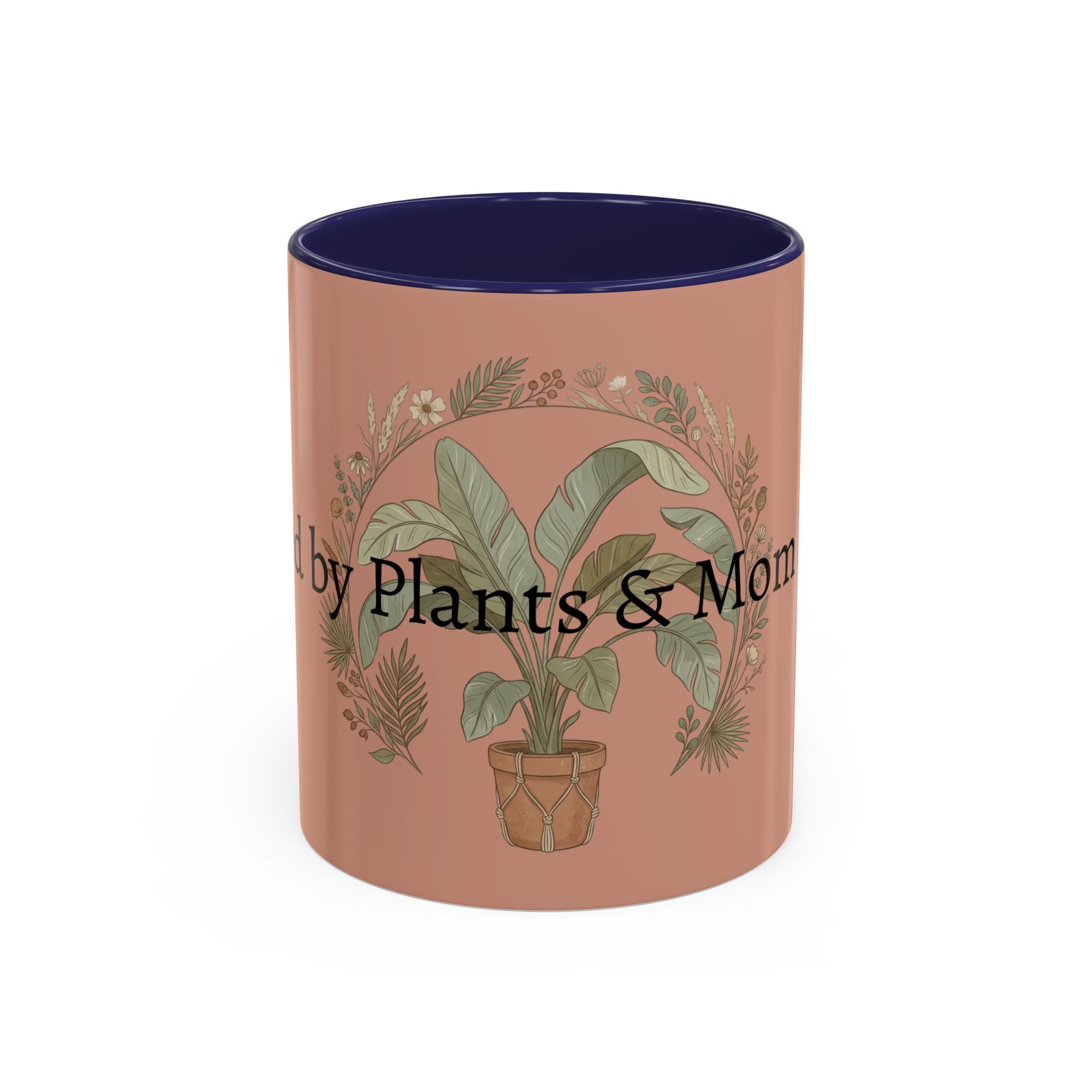 Plant Mom Energy Accent Coffee Mug — Floral Potted Plant Design (11/15 oz)