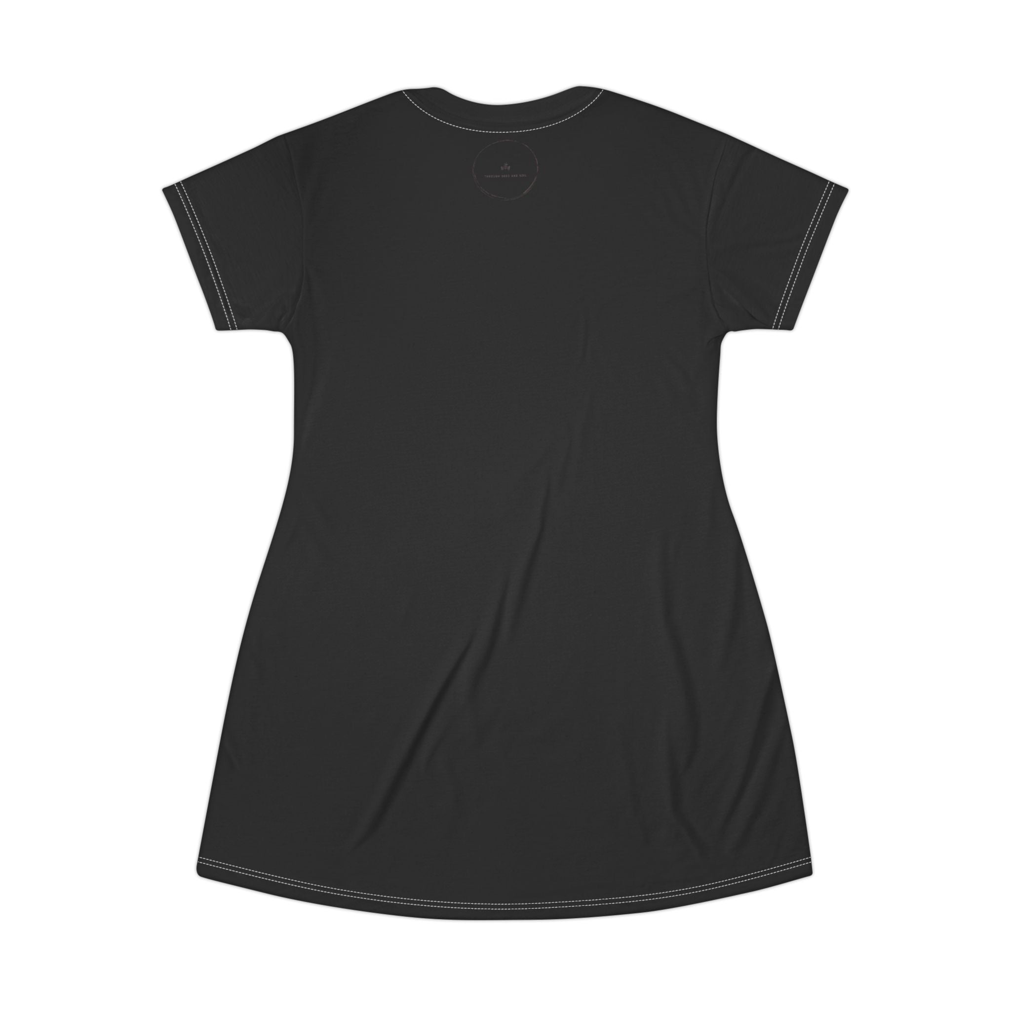 Floral Corner Tee Dress — Black Rose AOP T‑Shirt Dress